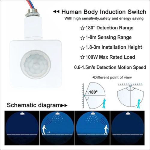 PIR Motion Sensor Human Motion Detector Adjustable Auto On/Off Switch 220V