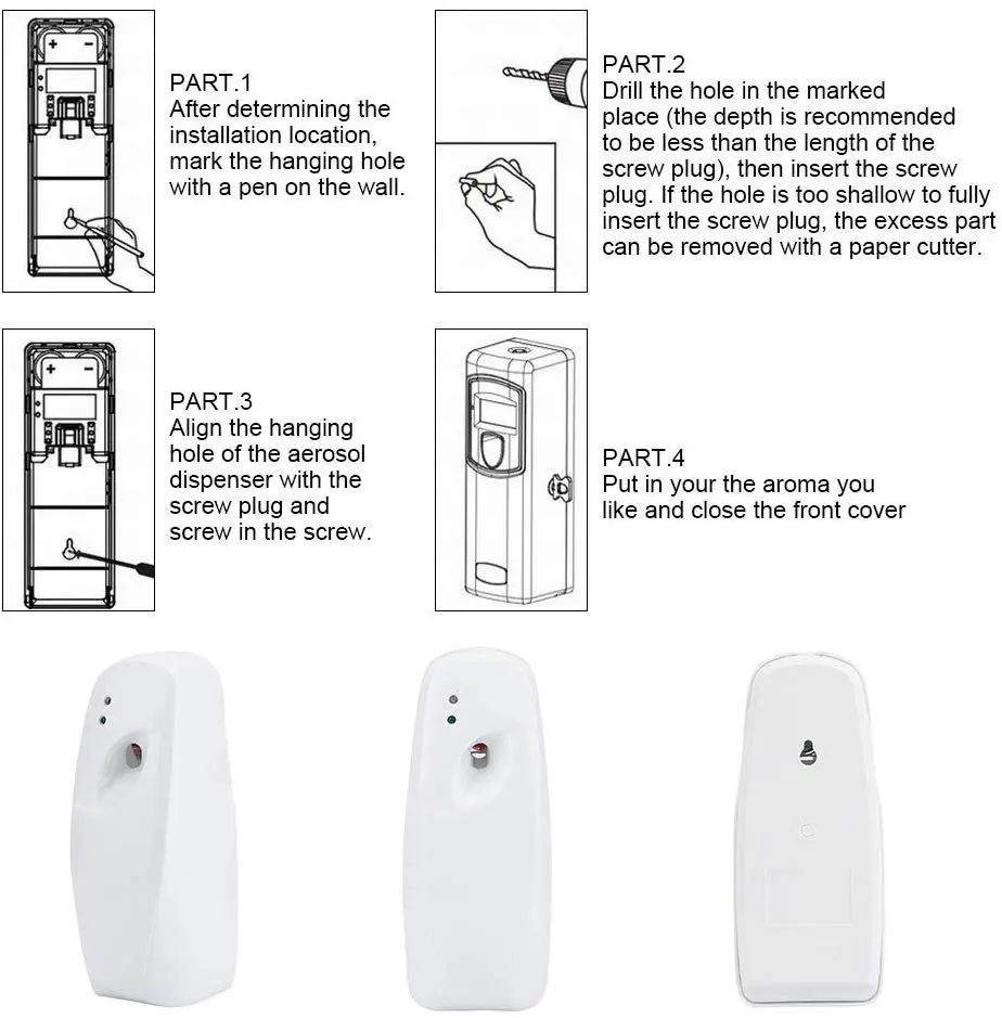 Air Freshener Auto Perfume Dispenser Light Sensor Wall Mounted - Image 5