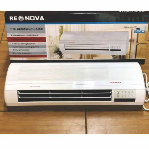 Renova Electric PTC Ceramic Heater Wall Mounted 1000W/2000W Remote Control - Image 2