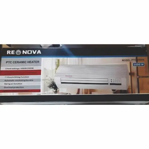 Renova Electric PTC Ceramic Heater Wall Mounted 1000W/2000W Remote Control - Image 3