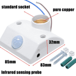 White PIR Automatic Human Body Infrared IR Sensor Lamp Holder