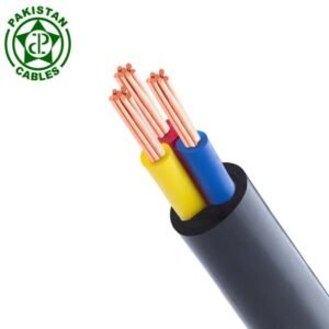Pakistan Cable 7/36 black outer layer with red, blue and yellow copper wires inside