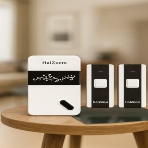 wireless door bell with two controllers in black and white color