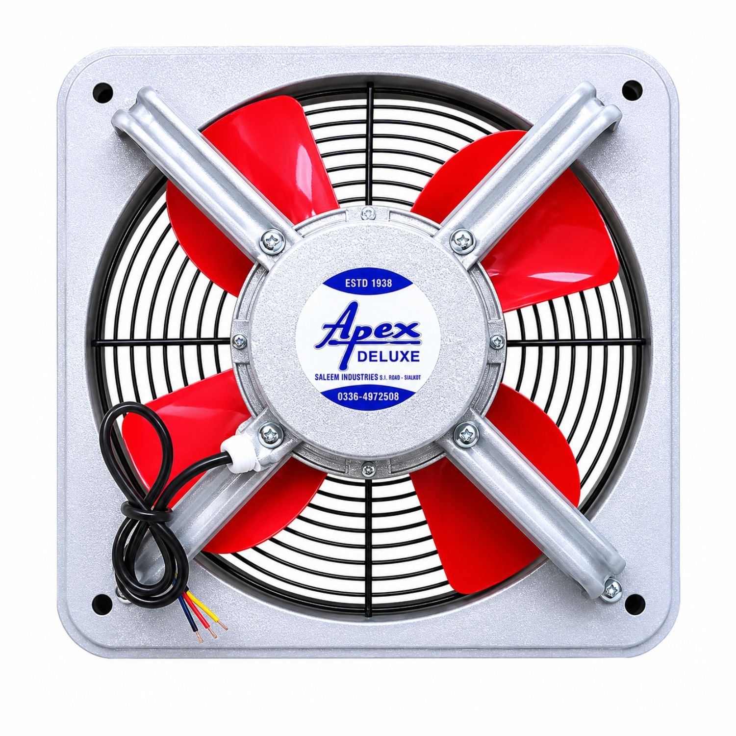 Apex Deluxe Metal Exhaust Fan – Heavy Duty Ventilation Fan | Copper Motor | High Speed Air Throw | Red Blade Industrial Fan - Image 4