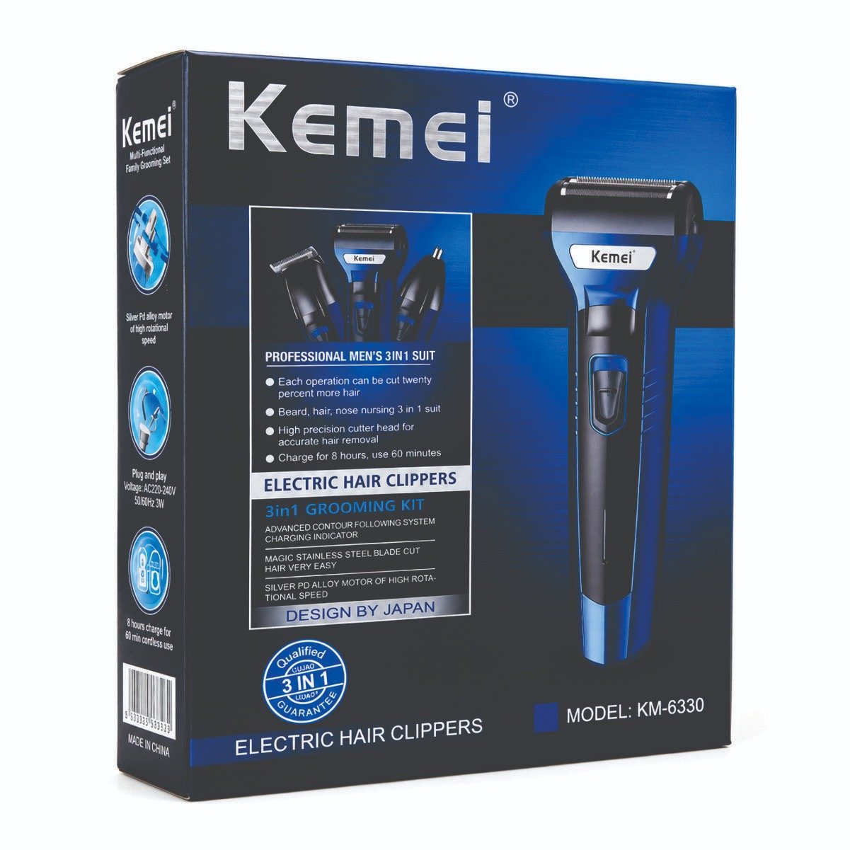 Kemei KM-6330 3 in 1 rechargeable grooming kit for men