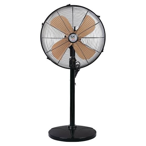 SK 24 Inch Standard Heavy Duty Pedestal Fan – Triple Speed, 5-Blade Aerodynamic Design, Adjustable 5 Feet Height, Black & Gold, Brand Warranty - Image 3