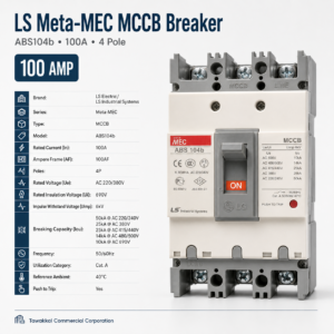 LS Electric Metasol ABS104b 100A 3 Pole MCCB Circuit Breaker