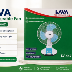 LAVA LV-447 Rechargeable Fan with LED Emergency Light