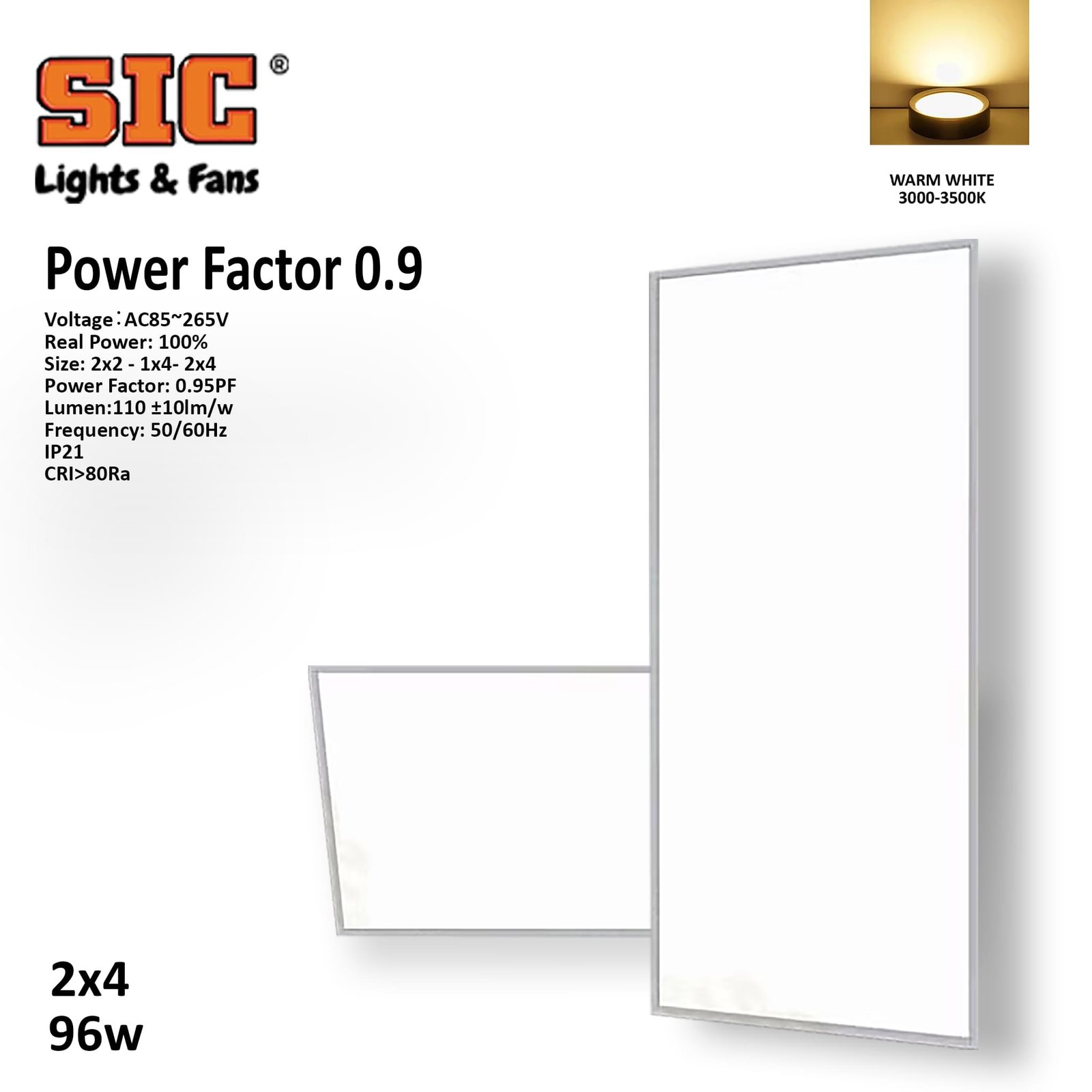 SIC LED SMD Panel Light Ceiling Light 2×4 96W - Image 2