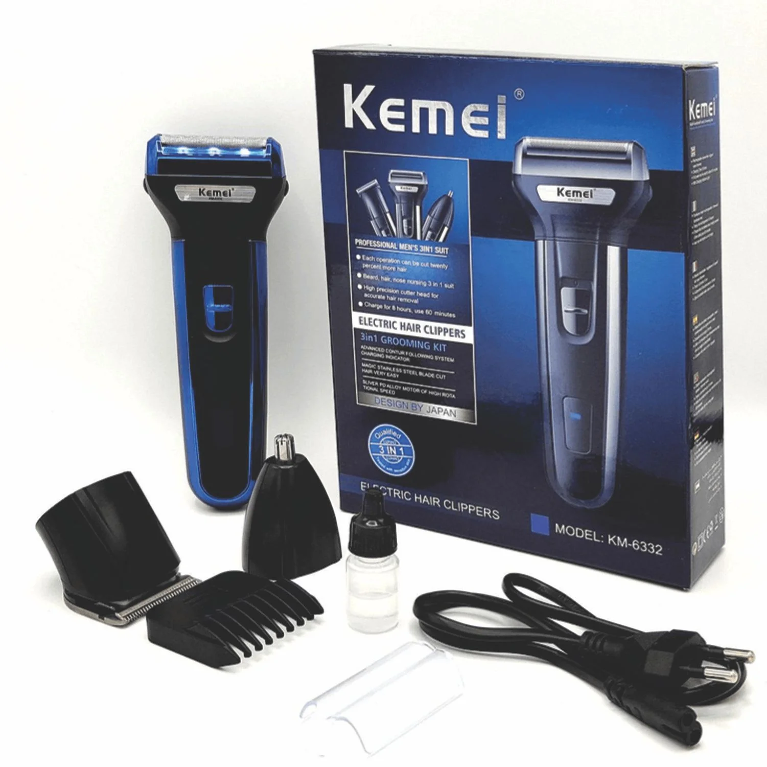 Kemei 3 In 1 Rechargeable Electric Shaver Men's Grooming Kit (KM-6332)