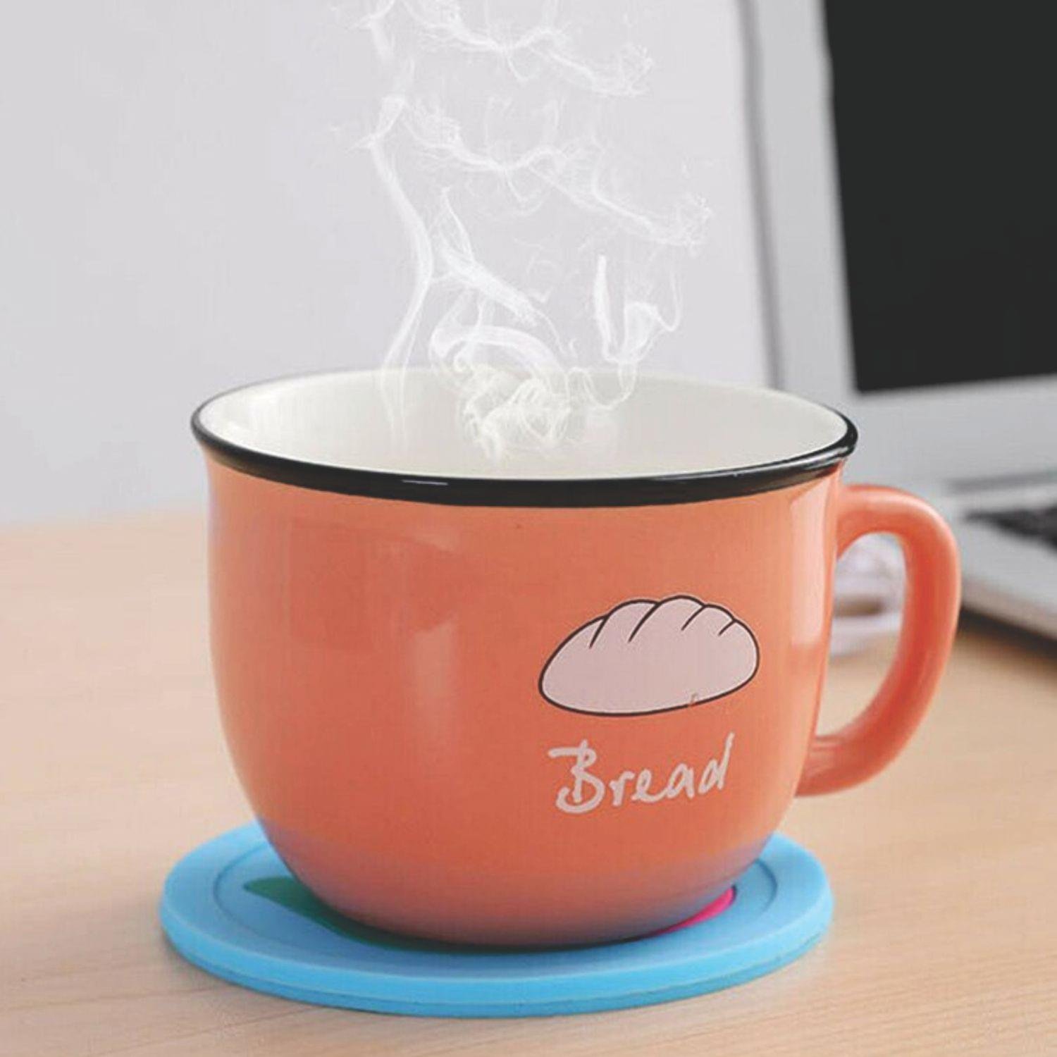 USB Electric Heating Coaster Mugs Drink Warmer Heated Pad Silicone Heater Cute Cartoon Warmer Cup Pad Hot Drinks Beverage Cup Mat Silicone Heater for Milk Tea Coffee Mug - Image 4