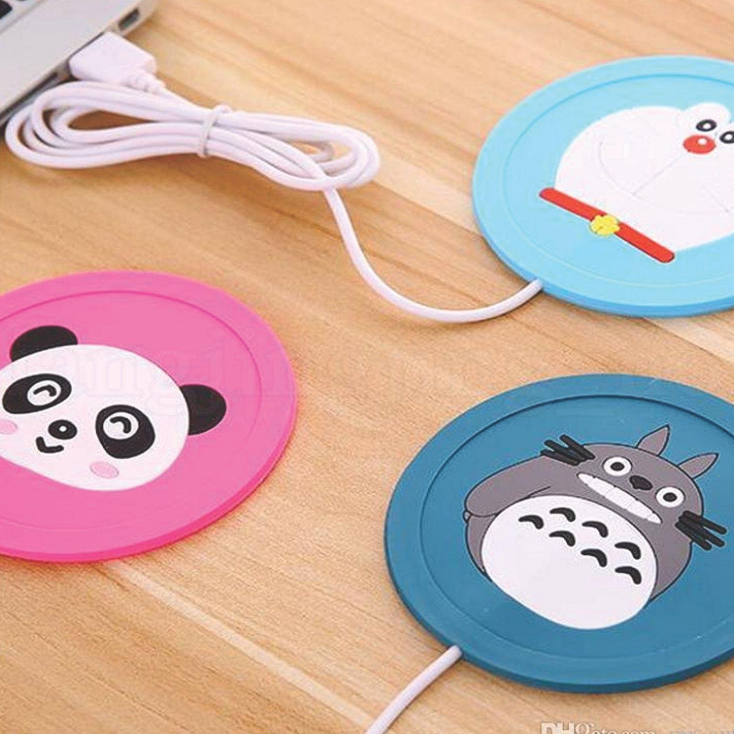 USB Electric Heating Coaster Mugs Drink Warmer Heated Pad Silicone Heater Cute Cartoon Warmer Cup Pad Hot Drinks Beverage Cup Mat Silicone Heater for Milk Tea Coffee Mug - Image 2