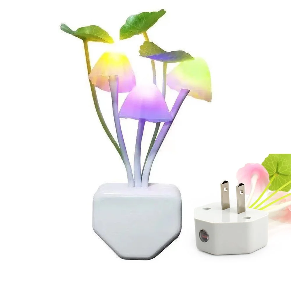 LED Sensor Mushroom Night Light Indoor Plug-in Wall Light with Color Changing
