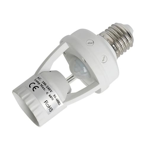 SIC AC110-240V PIR Automatic Human Body Infrared IR Intelligent Sensor Lamp Holder E27 Socket Converter E27 LED Bulb Detector Up to 60W Rated load for Garden Home Workplace Warehouse Factory for safety and security - Image 2