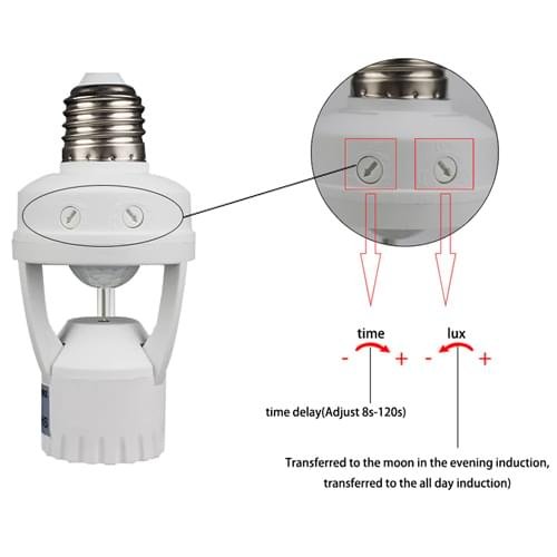 SIC AC110-240V PIR Automatic Human Body Infrared IR Intelligent Sensor Lamp Holder E27 Socket Converter E27 LED Bulb Detector Up to 60W Rated load for Garden Home Workplace Warehouse Factory for safety and security - Image 4