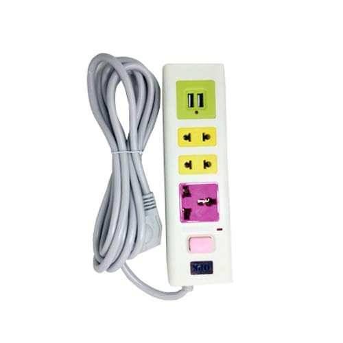 Power Extension 3 Sockets With 2 USB Ports