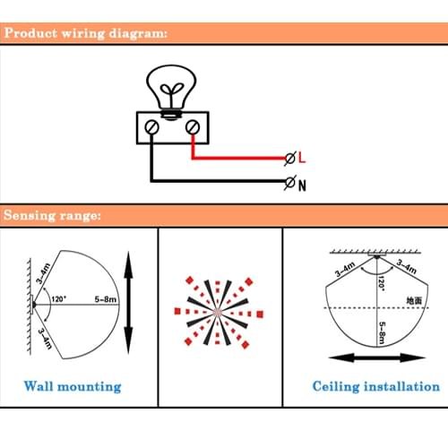 SIC AC110-240V White PIR Automatic Human Body Infrared IR Sensor Lamp Holder E27 LED Bulb Detector Up to 100W Rated load Wall Pavement/Mounted Switch for Garden Home Workplace Warehouse Factory for safety and security - Image 5