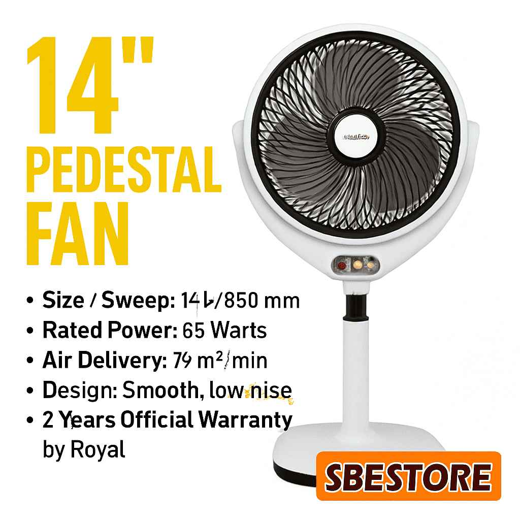 Royal Louver Pedestal Fan 14 Inch – Copper White | Pure Copper Motor - Image 4