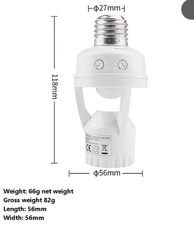 SIC AC110-240V PIR Automatic Human Body Infrared IR Intelligent Sensor Lamp Holder E27 Socket Converter E27 LED Bulb Detector Up to 60W Rated load for Garden Home Workplace Warehouse Factory for safety and security - Image 8
