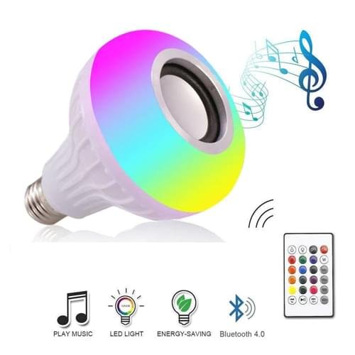 Smart LED RGB Bluetooth Speaker Bulb 12W E27 Multi Color Changing Light Bulb with Remote Control