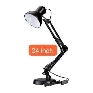 SIC Black Colour Adjustable Aesthetic Study Table Desk Lamp 2ft Flexible Metal Swing Arm 360 rotation E27 eye protection Decoration Simple Modern Ornaments Creative Bedroom Bedside Study Office Bedroom Reading Lamp with Heavy Base