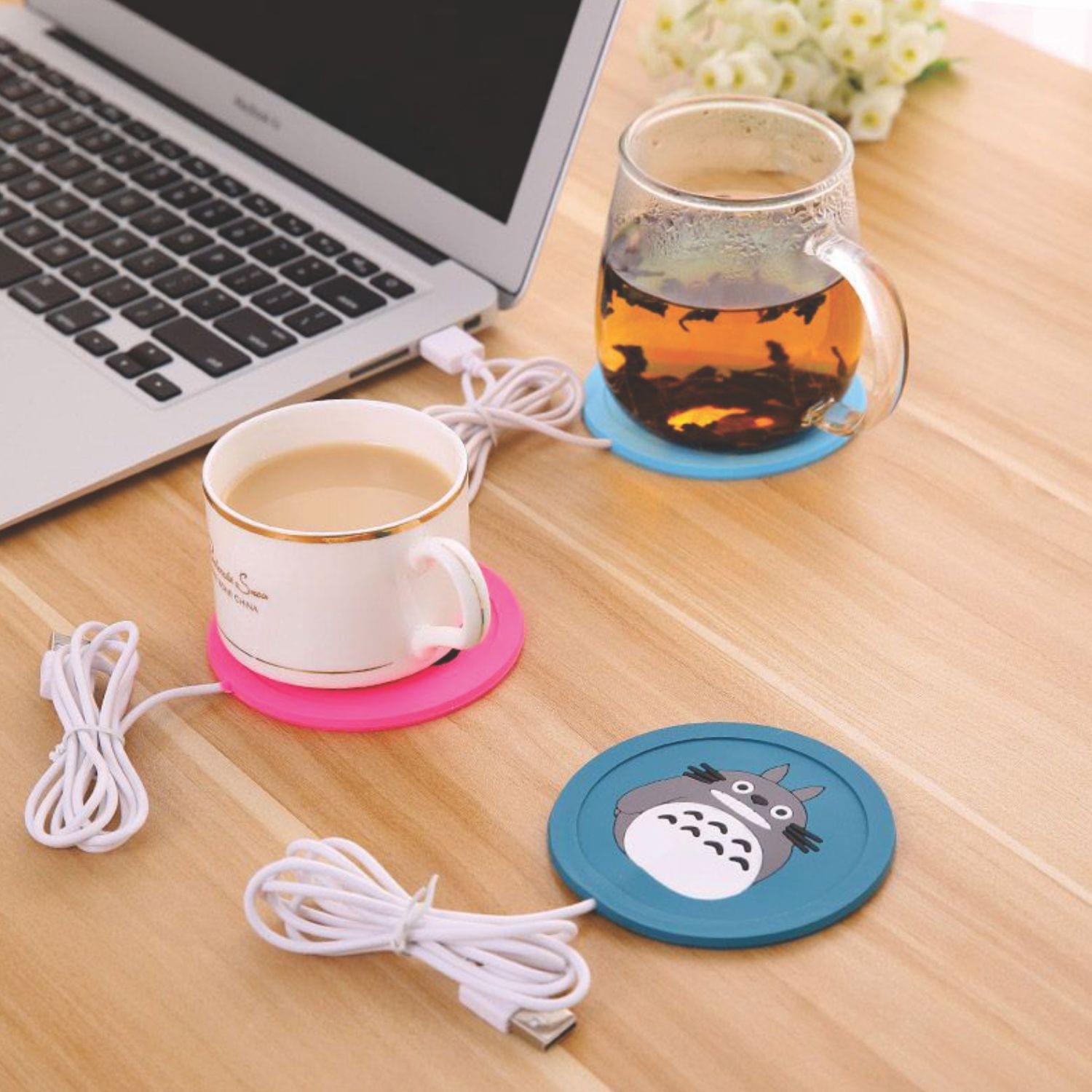 USB Electric Heating Coaster Mugs Drink Warmer Heated Pad Silicone Heater Cute Cartoon Warmer Cup Pad Hot Drinks Beverage Cup Mat Silicone Heater for Milk Tea Coffee Mug - Image 3