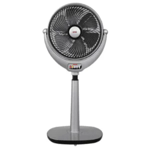 louver pedestal fan black and silver color