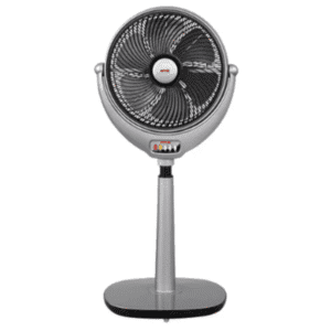 louver pedestal fan black and silver color