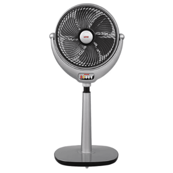 louver pedestal fan black and silver color