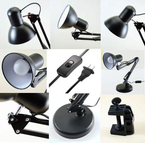 SIC White Colour Adjustable Aesthetic Study Table Desk Lamp 3ft Approx. Flexible Metal Swing Arm 360 rotation E27 eye protection Decoration Simple Modern Ornaments Creative Bedroom Bedside Study Office Bedroom Reading Lamp with Heave Base - Image 5