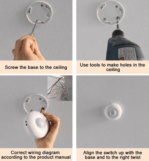 SIC Ceiling Wall 360 Degree Intelligent PIR Motion Sensor Light Switch with adjustable Smart Automatic on/off Function AC 110V -240V for Home, Offices and shops for security and electricity saving - Image 6