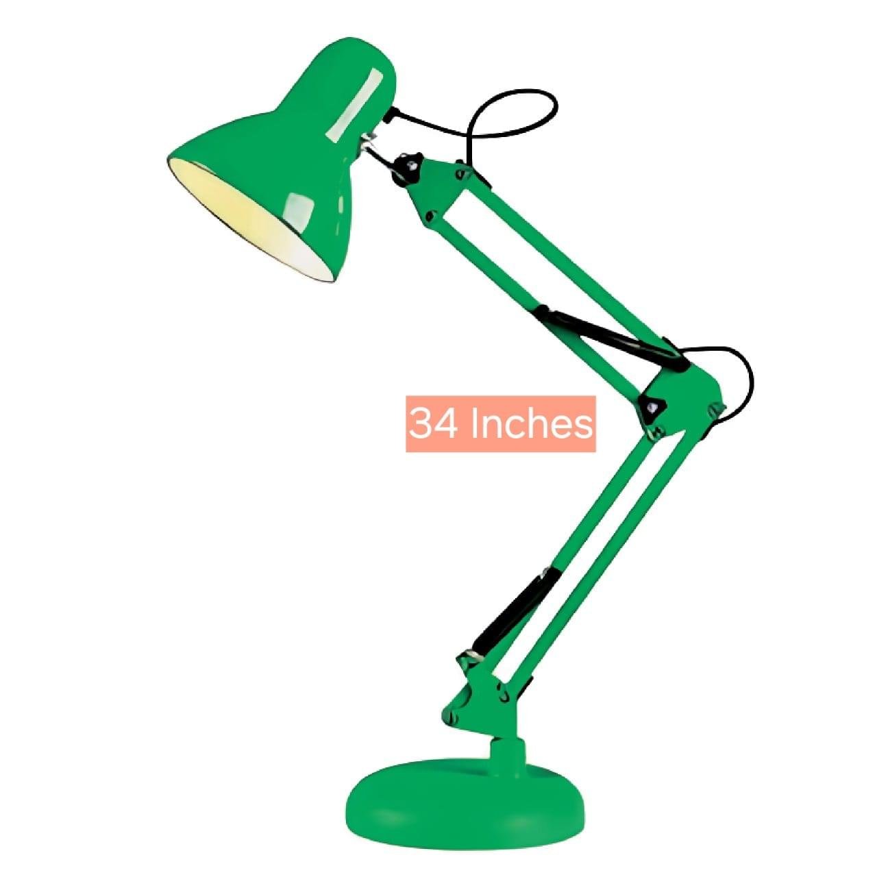 SIC Green Colour Adjustable Aesthetic Study Table Desk Lamp 3ft Approx. Flexible Metal Swing Arm 360 rotation E27 eye protection Decoration Simple Modern Ornaments Creative Bedroom Bedside Study Office Bedroom Reading Lamp with Heave Base