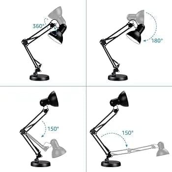 SIC White Colour Adjustable Aesthetic Study Table Desk Lamp 3ft Approx. Flexible Metal Swing Arm 360 rotation E27 eye protection Decoration Simple Modern Ornaments Creative Bedroom Bedside Study Office Bedroom Reading Lamp with Heave Base - Image 7