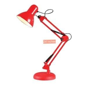 SIC Red Colour Adjustable Aesthetic Study Table Desk Lamp 2ft Flexible Metal Swing Arm 360 rotation E27 eye protection Decoration Simple Modern Ornaments Creative Bedroom Bedside Study Office Bedroom Reading Lamp with Heavy Base