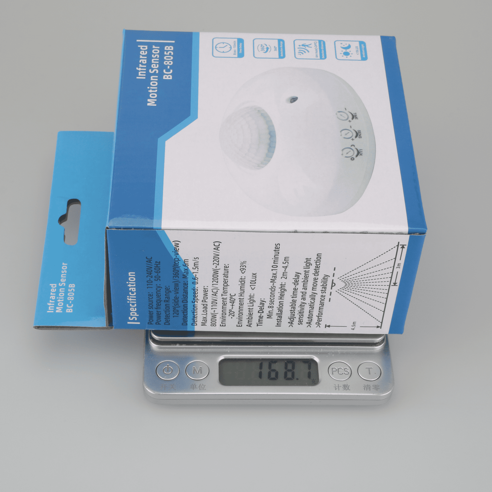 SIC Ceiling Wall 360 Degree Intelligent PIR Motion Sensor Light Switch with adjustable Smart Automatic on/off Function AC 110V -240V for Home, Offices and shops for security and electricity saving - Image 9