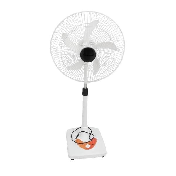 Rechargeable Pedestal Fan white color with orange and black touch